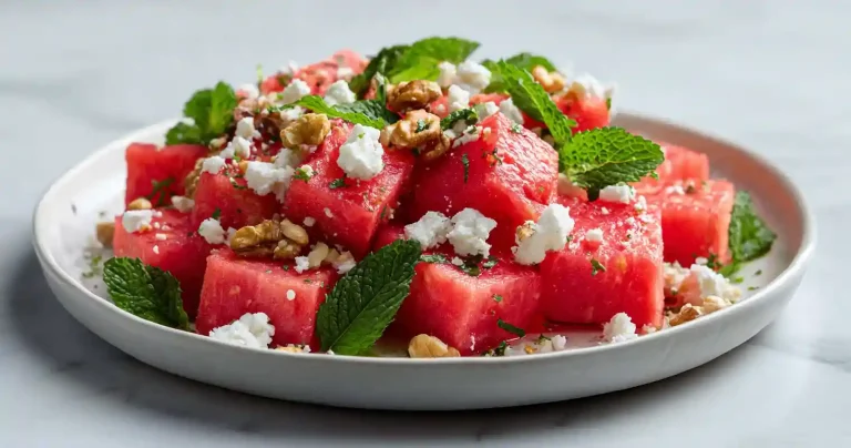 Vesimeloni Feta Minttu Salaatti Airfryer Paahdetuilla Pahkinoilla