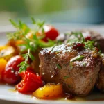 Mehevä liha airfryerissa, täydellinen kypsyys ja herkullinen maku.