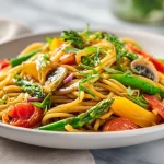 Maukkaat airfryer-nuudelit, jotka hurmaavat maullaan ja kauniilla värillä.