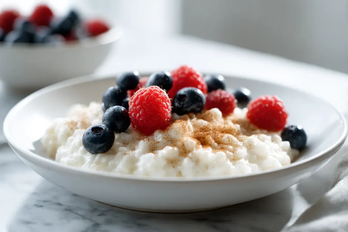 Ihana riisipuuro jälkiruoka airfryerissa, kermainen ja herkullinen maku.