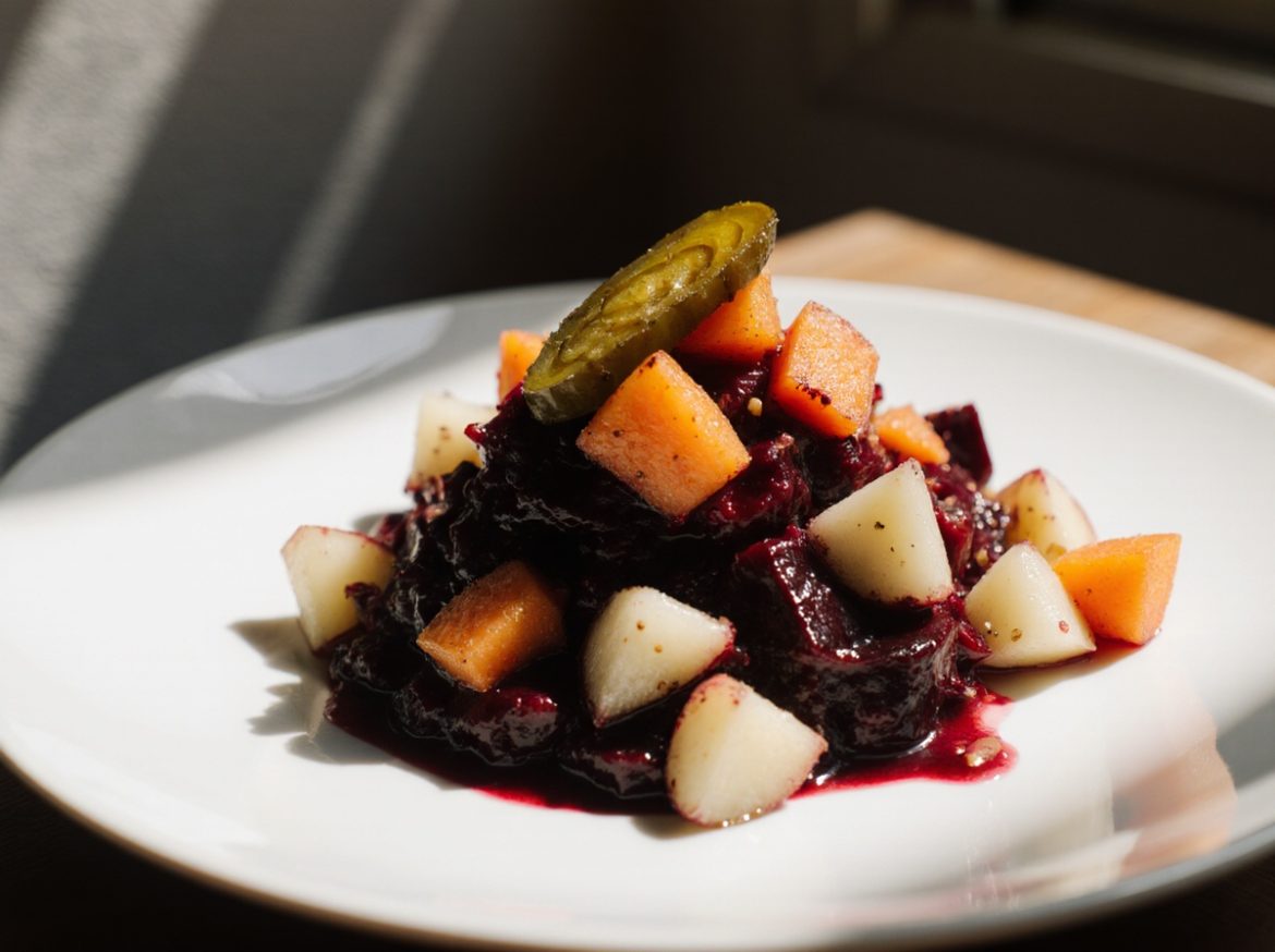 Ilmastoidut rosolli-salaatti Airfryerissa, raikkaat värit ja maut.