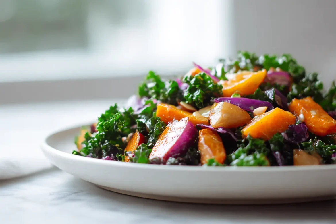Paahdettu talvikaalisalaatti airfryerissa, värikäs ja herkullinen annos