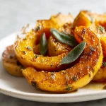 Uunissa paahdettu talvikurpitsa airfryerissa, herkullinen ja ravitseva ruoka.