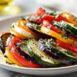 Ratatouille airfryerissa, täynnä makuja ja värejä.