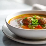 Ihana lihapullakeitto airfryerissa, täynnä makua ja lämpöä.