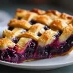 Maukas airfryer mustikkakukko rapealla pohjalla ja mehukkaita marjoja täynnä.