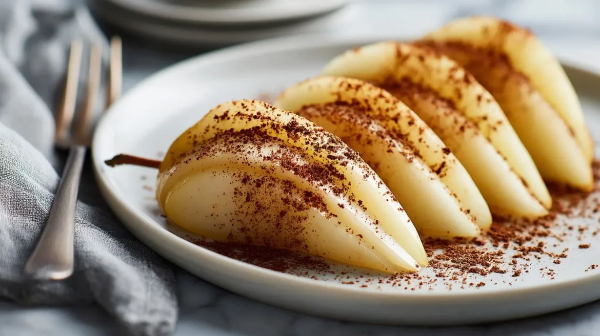 Airfryer päärynä-pipari Ruusuiset päärynät ja piparit yhdistettynä airfryerissa, täydellinen herkkujuoma.