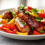 Maukas airfryer pavut ja makkara, täydellinen yhdistelmä makuja.