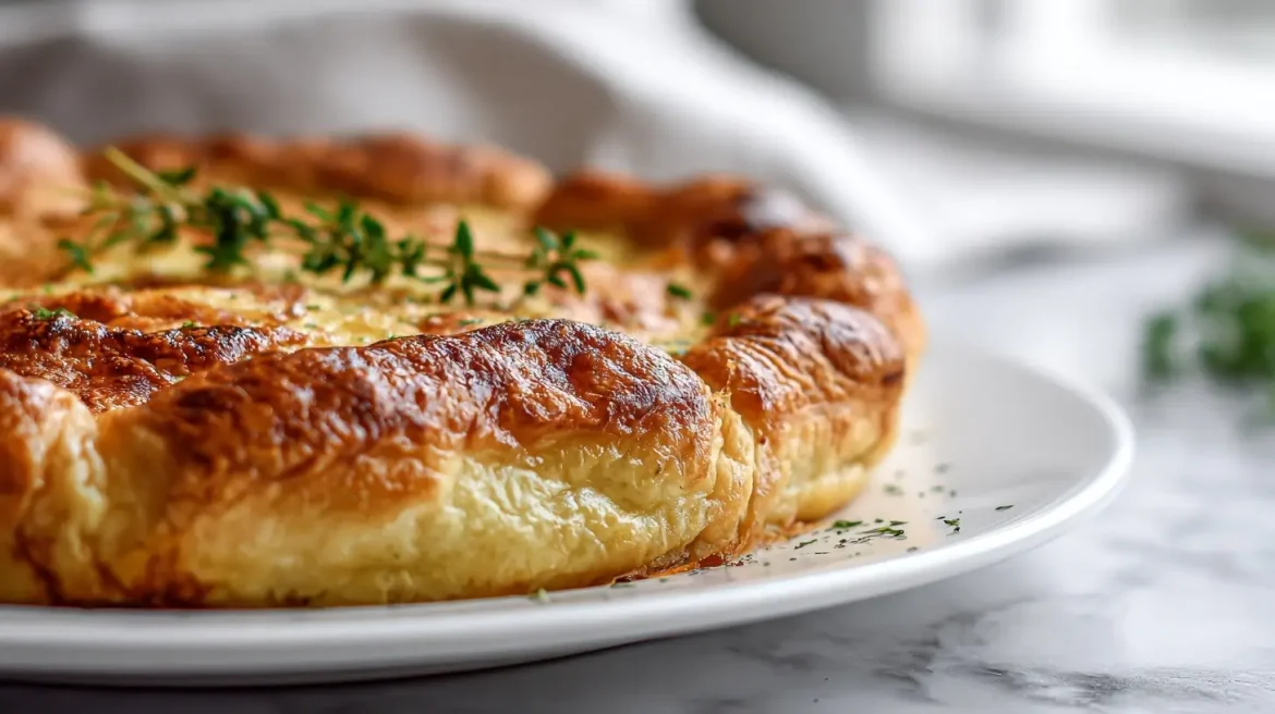 Ihanan juustoinen perunajuustopiirakka airfryerissa, rapea pinta ja herkullinen sisus.