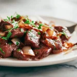 Maukas poronkäristystäyte airfryerissa, kauniisti ruskistunut ja herkullinen.