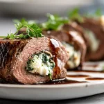 Maukkaita täytettyjä naudanlihakääryleitä airfryerissa, jotka ovat täynnä makua.