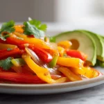 Herkkulliset kasvisfajitas airfryerissa, täynnä makua ja väriä.