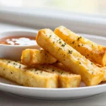 Rapeat tofu-ranskalaiset airfryerissa, kultainen pinta ja herkullinen maku.