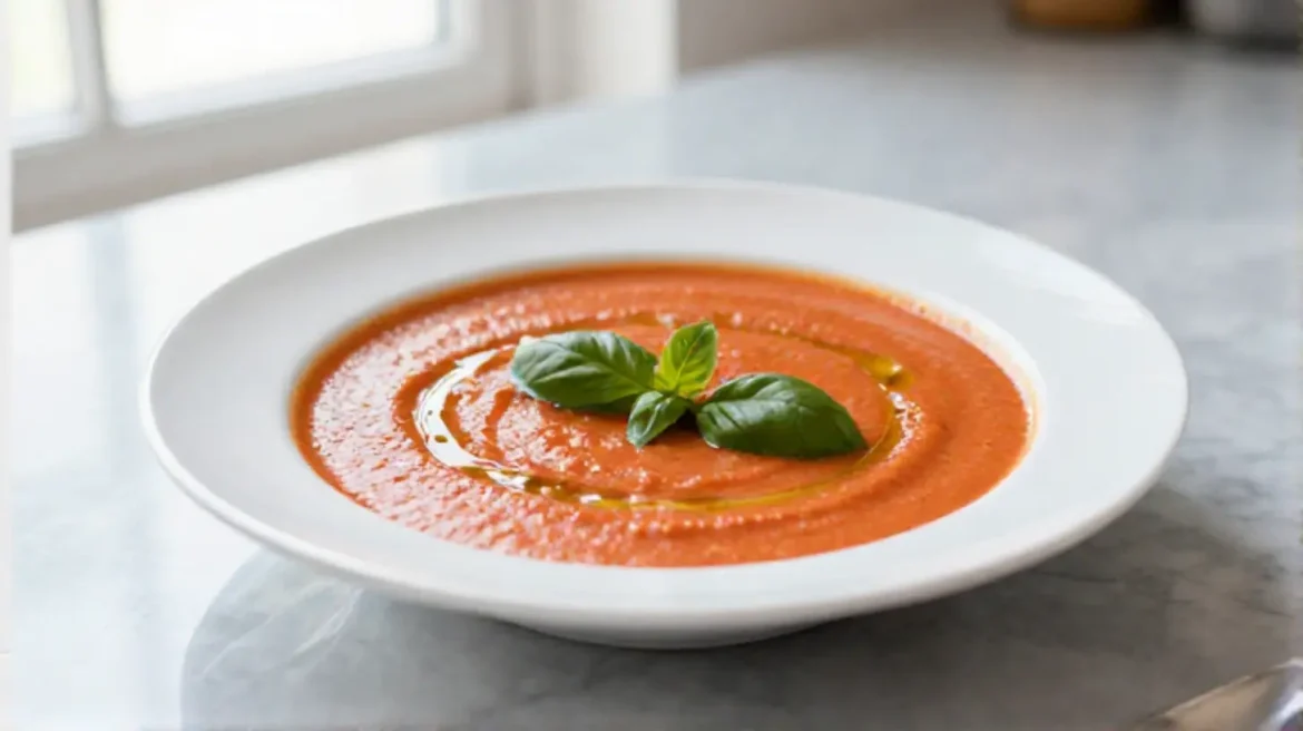 Maukas tomaattikeitto airfryerissa, täynnä makua ja väriä.