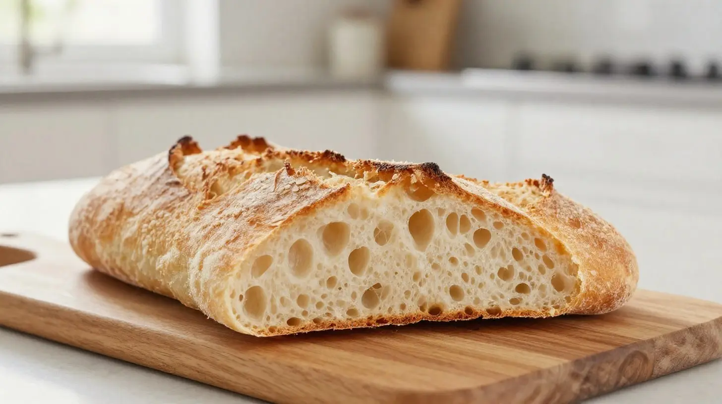 Kuohkea airfryer-ciabatta, joka valmistuu nopeasti ja helposti.