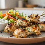 Maukas kana souvlaki airfryerilla valmistettuna, täydellinen grillimaku.