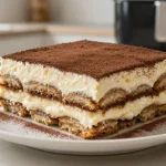 Herkullinen tiramisu valmistettuna airfryerissa, joka houkuttelee makujaan.