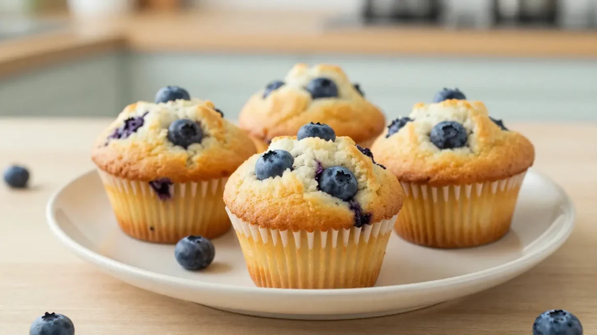 Airfryer blueberry muffins Helposti valmistettavat mustikkamuffinit airfryerissä.