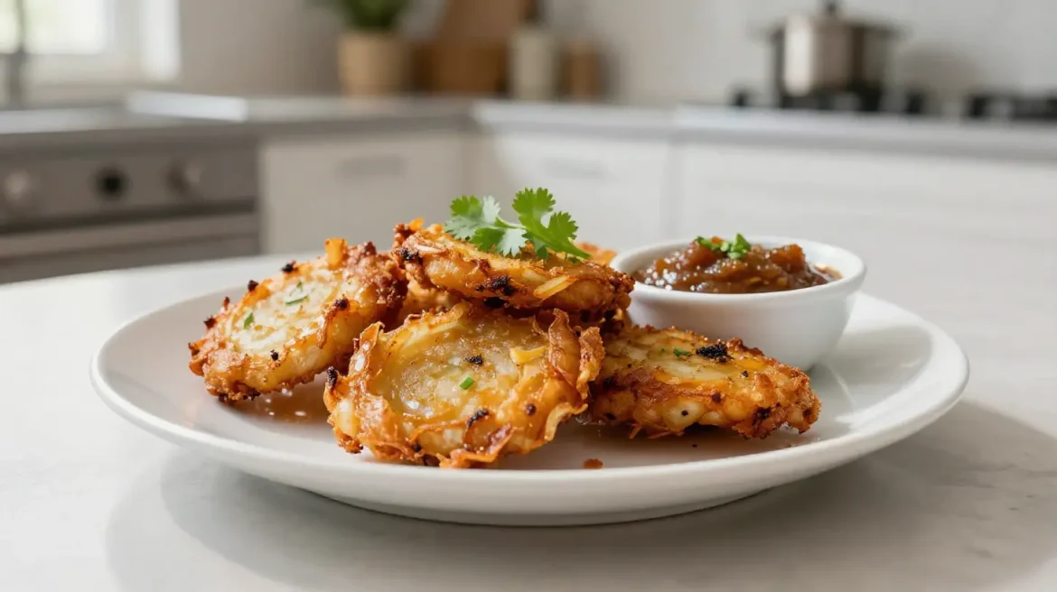 Airfryer onion bhaji Käytännöllinen airfryer ruokaohje sipulibhajille, rapeat ja herkulliset.