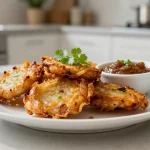 Käytännöllinen airfryer ruokaohje sipulibhajille, rapeat ja herkulliset.
