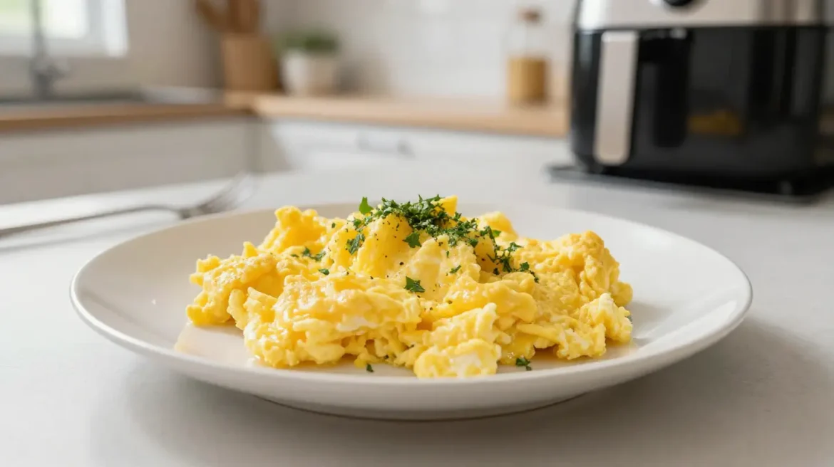 Airfryer scrambled eggs Kermainen airfryer-munakkaat, täydellinen aamupala herkulliseen aloittamiseen.