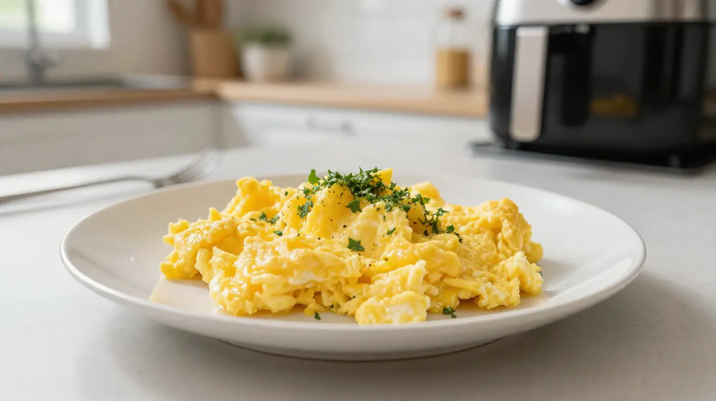 Kermainen airfryer-munakkaat, täydellinen aamupala herkulliseen aloittamiseen.